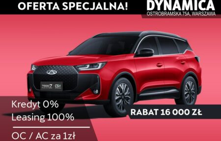 Używany samochód marki Chery, model Tiggo 7, rocznik 2025, przebieg 10km