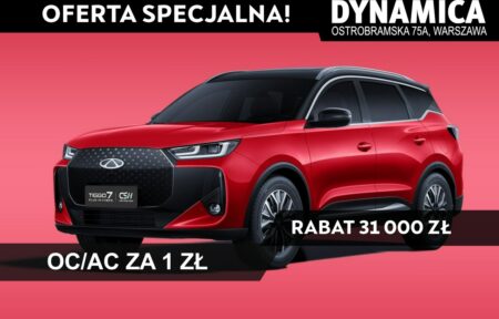 Używany samochód marki Chery, model Tiggo 7, rocznik 2025, przebieg 10km